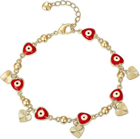 14K Gold Bohemian Bracelet for Women, Evil Eye Beaded Chain,Lucky Turkish Trendy Jewelry Gift in Kuwait