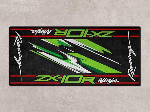 wibeart Parking Mat for ZX-10R Ninja Motorcycle Model, Display and Pit Mat, Washable Non-Slip Garage and Showroom Floor Carpet (Green, Size 1: 86.6 x 39.4/220 x 100 cm) in Kuwait