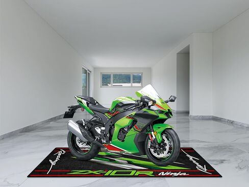 wibeart Parking Mat for ZX-10R Ninja Motorcycle Model, Display and Pit Mat, Washable Non-Slip Garage and Showroom Floor Carpet (Green, Size 1: 86.6 x 39.4/220 x 100 cm) in Kuwait