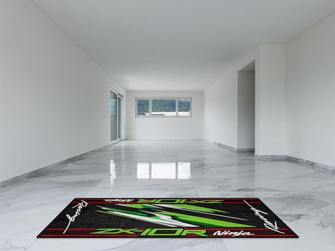 wibeart Parking Mat for ZX-10R Ninja Motorcycle Model, Display and Pit Mat, Washable Non-Slip Garage and Showroom Floor Carpet (Green, Size 1: 86.6 x 39.4/220 x 100 cm) in Kuwait