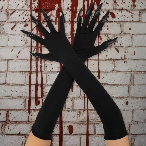 قفازات هالوين القط باو باو الحفلات السوداء مع أظافر طويلة وملحقات الأزياء Cosplay Cosplay للنساء البالغات in Kuwait