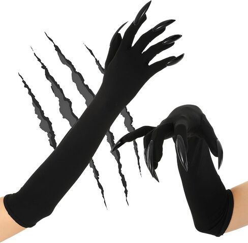 قفازات هالوين القط باو باو الحفلات السوداء مع أظافر طويلة وملحقات الأزياء Cosplay Cosplay للنساء البالغات in Kuwait