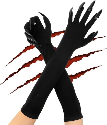 قفازات هالوين القط باو باو الحفلات السوداء مع أظافر طويلة وملحقات الأزياء Cosplay Cosplay للنساء البالغات in Kuwait
