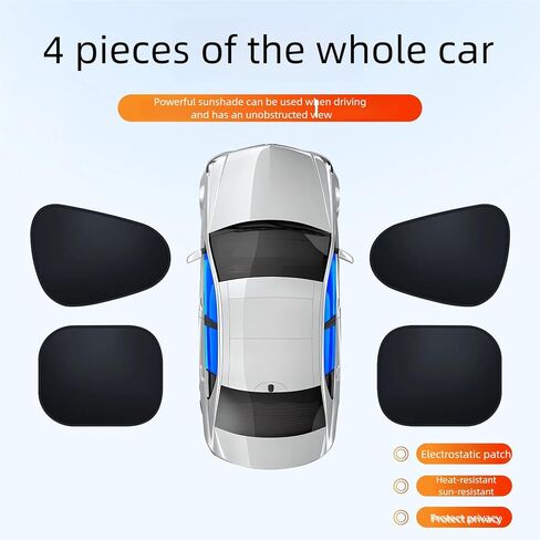 4pcs (أسود) حماية الشمس من أشعة الشمس من الأشعة فوق البنفسجية ， ظلال نافذة السيارة القابلة للإزالة للنافذة الجانبية ، والتشابك ثابتة أشعة الشمس مانع الحدود ، Sunshade Extender ، ركاب/سائق نافذة شمس الظل in Kuwait