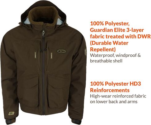 Drake Men's LST Timber Timber مقاومة للماء مقاومة للتنفس سترة مقنعين الصيد قابلة للتعديل مع قناع الوجه/الوجه in Saudi Arabia