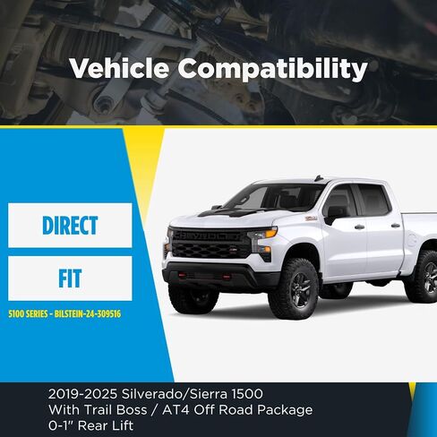 مجموعة من الصدمات الخلفية 5100 تناسب 2019-2025 Silverado / Sierra 1500 مع 0-1 "Leaf Lift & Trail Boss / At4 Off Road Package | يتضمن Trendsauto Secal in Saudi Arabia
