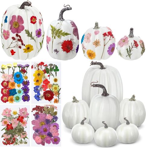 Nuanchu 107ps DIY Halloween Fall Foam Pumpkin for Craft Kit 7 PCS Foam Foam Pumpkins 100 PCS Faux Faux Dray Flowers for Girl Night Craft Craft Craft Bookclub Home Decor in Saudi Arabia