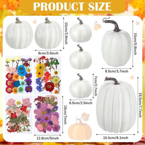 Nuanchu 107ps DIY Halloween Fall Foam Pumpkin for Craft Kit 7 PCS Foam Foam Pumpkins 100 PCS Faux Faux Dray Flowers for Girl Night Craft Craft Craft Bookclub Home Decor in Saudi Arabia