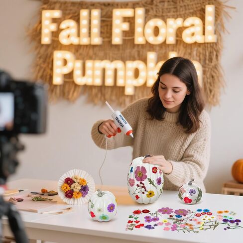 Nuanchu 107ps DIY Halloween Fall Foam Pumpkin for Craft Kit 7 PCS Foam Foam Pumpkins 100 PCS Faux Faux Dray Flowers for Girl Night Craft Craft Craft Bookclub Home Decor in Saudi Arabia
