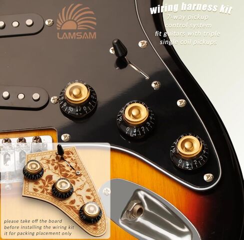 Prewired 𝗪𝗶𝗿𝗶𝗻𝗴 𝗛𝗮𝗿𝗻𝗲𝘀𝘀 for Electric Guitar with Triple Single Coil Pickups, Presoldered Wiring Kit Included Smooth 5-way Blade Switch Push-pull Tone 1 Volume Pots Orange Capacitor, White in Kuwait