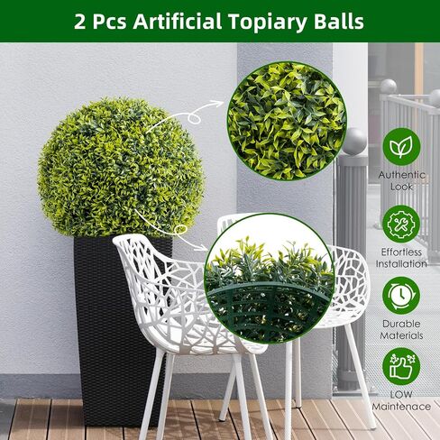 GarveeHome 11.8 Inch Artificial Plant Topiary Ball Set of 4, Lifelike Artificial Boxwood Balls, Indoor Outdoor Decorative Fake Greenery Plants for Home Office, Garden, Wedding, Porch Decor in Saudi Arabia