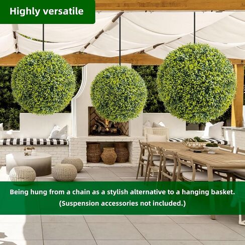 GarveeHome 11.8 Inch Artificial Plant Topiary Ball Set of 4, Lifelike Artificial Boxwood Balls, Indoor Outdoor Decorative Fake Greenery Plants for Home Office, Garden, Wedding, Porch Decor in Saudi Arabia