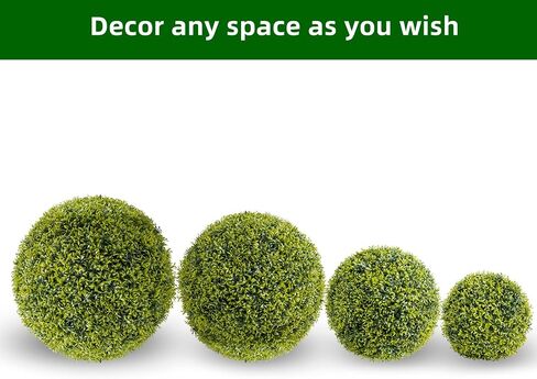 GarveeHome 11.8 Inch Artificial Plant Topiary Ball Set of 4, Lifelike Artificial Boxwood Balls, Indoor Outdoor Decorative Fake Greenery Plants for Home Office, Garden, Wedding, Porch Decor in Saudi Arabia