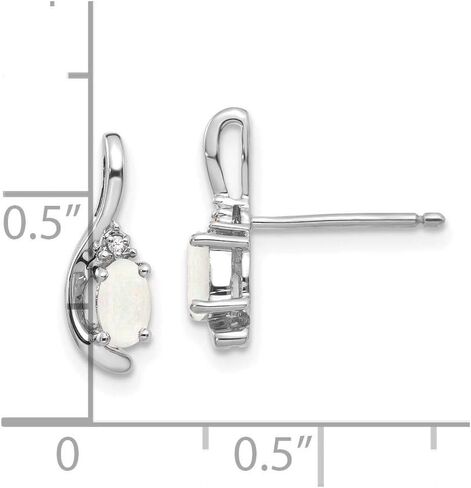 صلب حقيقي 14K أبيض الذهب أوبال الماس - 14 مم × 5 مم (.01 CTTW.) in Saudi Arabia