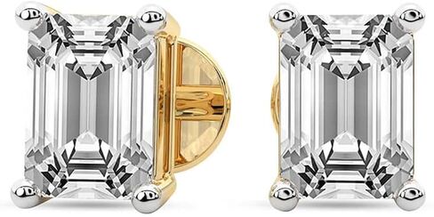 Diamond Deal IGI مصدقة من 1.00 إلى 5.00 قيراط الشكل الزمردي الشكل المسمار المسمار 4-شرق أقراط في 14K أصفر أو أبيض أو الذهب الوردي مع إغلاق الظهر الدفع in Kuwait