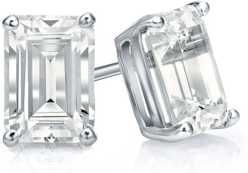The Diamond Deal IGI Certified 1.00 to 5.00 Carat Emerald Shape Lab-Grown Diamond 4-Prong Stud Earrings in 14k Yellow, White or Rose Gold With Push Back Closure in Saudi Arabia
