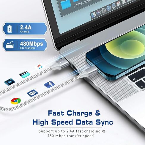 [معتمد من Apple MFi] شاحن iPhone قصير 3 أقدام 3 حزم، كابل USB A إلى Lightning سلك نايلون مجدول 36 بوصة للشحن السريع متوافق مع iPhone 14 13 12 11 Pro/Max/Mini Xs SE2/iPad للسيارة in Saudi Arabia