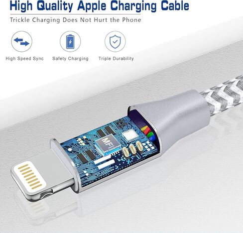 [معتمد من Apple MFi] شاحن iPhone قصير 3 أقدام 3 حزم، كابل USB A إلى Lightning سلك نايلون مجدول 36 بوصة للشحن السريع متوافق مع iPhone 14 13 12 11 Pro/Max/Mini Xs SE2/iPad للسيارة in Saudi Arabia