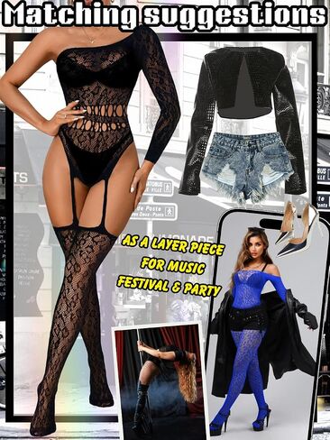 Women Sexy Leopard Fishnet Bodysuit, One Shoulder Lace Jumpsuit Body Stockings, Exotic Dancer Rave Party Club Outfits in Saudi Arabia