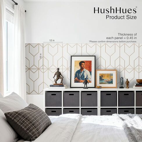 12 Pack Felt Acoustic Panels, 48"x48"x0.4" Large Acoustic Wall Panels, Self-Adhesive Sound Absorbing Panels for Recording Studios & Offices,Camel Felt+Black Decorative Acoustic Panels in Kuwait