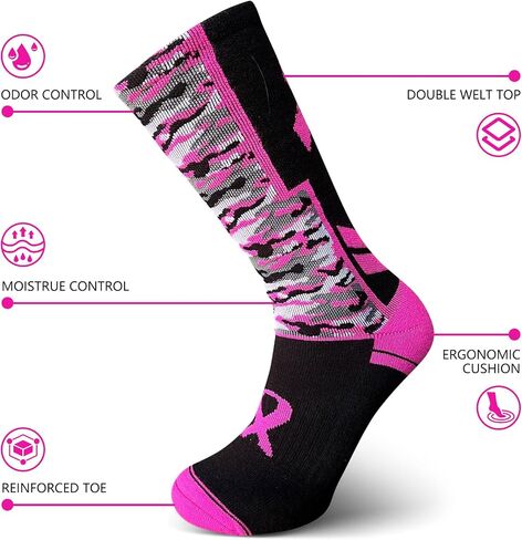 1/12/24 Pairs of Breast Cancer Awareness Socks Bulk, Pink Ribbon Socks for Football for Adults and Youth in Saudi Arabia
