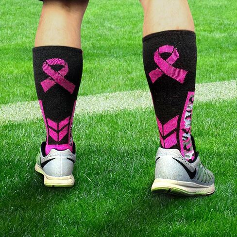 1/12/24 Pairs of Breast Cancer Awareness Socks Bulk, Pink Ribbon Socks for Football for Adults and Youth in Saudi Arabia