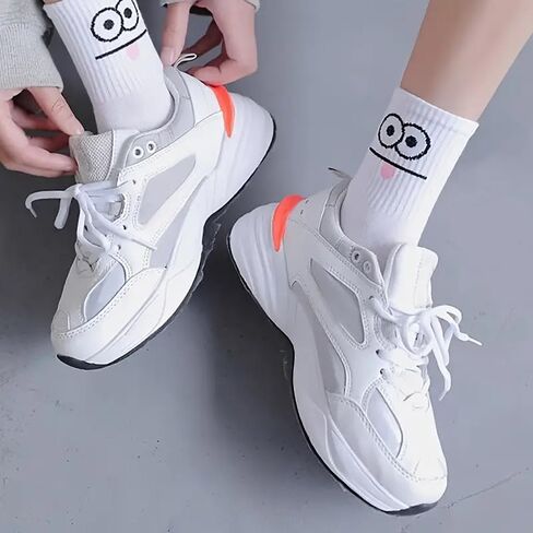 5 Pairs Comfy Funny Face Print Mid Tube Socks, Women's Casual Stockings & Hosiery in Saudi Arabia
