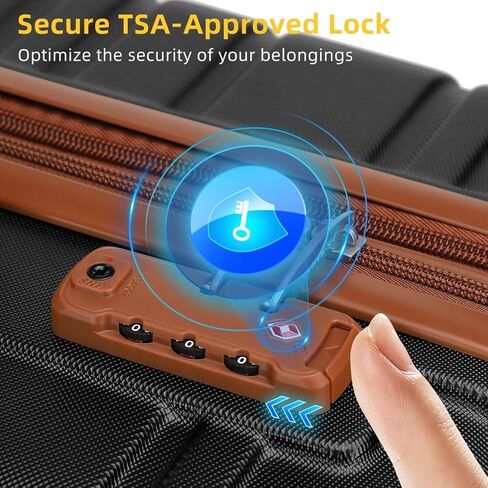 LANGSTON 5 Piece Luggage Set 3 Trolleys Large Medium Small with Travel Bag and Cosmetic Case TSA Lock 360 Spinner Wheels Adjustable Telescopic Handle Lightweight Elegant ABS Hard Shell,Blackbrown in Saudi Arabia