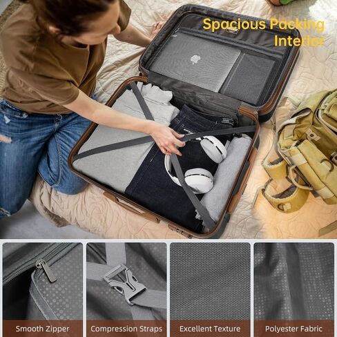 LANGSTON 5 Piece Luggage Set 3 Trolleys Large Medium Small with Travel Bag and Cosmetic Case TSA Lock 360 Spinner Wheels Adjustable Telescopic Handle Lightweight Elegant ABS Hard Shell,Blackbrown in Saudi Arabia