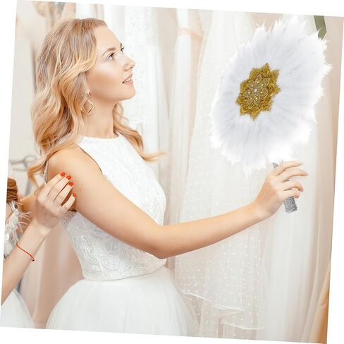 ERINGOGO Decorative Plume Hand Fan Wedding Bridal Fan Handheld Stage Perfect Party and Wedding Accessory in Saudi Arabia