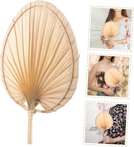 ALIPIS RETRO PALL LEAF FAN المصنوعة يدويًا الصيف مروحة تبريد للبالغين الأولاد والبنات لحفلات الشاطئ ديكور in Kuwait