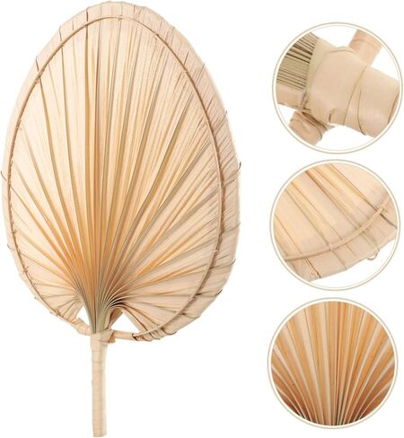 ALIPIS RETRO PALL LEAF FAN المصنوعة يدويًا الصيف مروحة تبريد للبالغين الأولاد والبنات لحفلات الشاطئ ديكور in Kuwait
