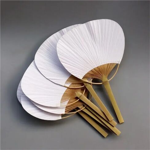 10/20/10pcs نقي أبيض الخيزران مقبض نطق فارغ الطلاء فارغ مجموعة مروحة أبيض مروحة الصيف (أبيض 10pcs) in Saudi Arabia