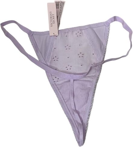 Victoria's Secret Stretch Cotton Eyelet V-String Panty Color Purple New in Saudi Arabia