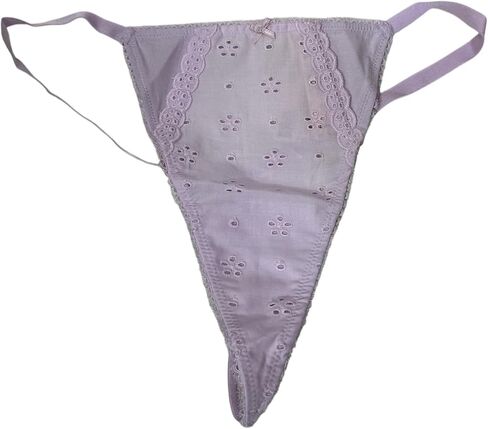 Victoria's Secret Stretch Cotton Eyelet V-String Panty Color Purple New in Saudi Arabia