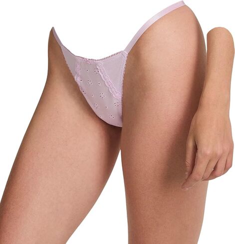 Victoria's Secret Stretch Cotton Eyelet V-String Panty Color Purple New in Saudi Arabia