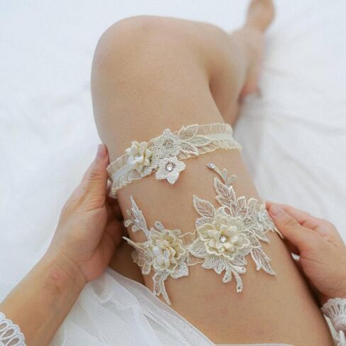 Garters for Bride Women, Wedding Bridal Garters Set for Bride with Stretchy Band, Bridal Thigh Garter Belt in Saudi Arabia