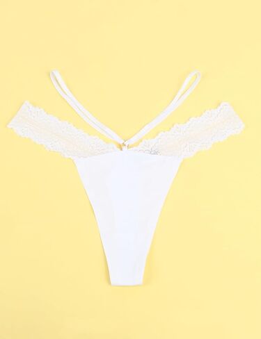 OhmyDear Womens G-String Thongs Sexy Lace Banties Ice Silk Cotton Cotton Crotch inferpants Comfy Tangas in Saudi Arabia