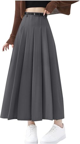 Maxi Skirt for Women Trendy Dressy High Waisted Swing Flowy A Line Pleated Business Casual Long Skirts Fall Clothes in Saudi Arabia