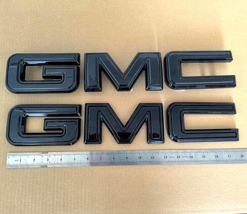 KIT OEM 2019-2025 استبدال Emblem Front و Tailgate لعام 2019+ Sierra 1500 AT4 Denali 2500HD 3500HD BACS ، 2023-25 ​​Canyon 86539816 (مزيج من Black Matte & Gloss) in Kuwait