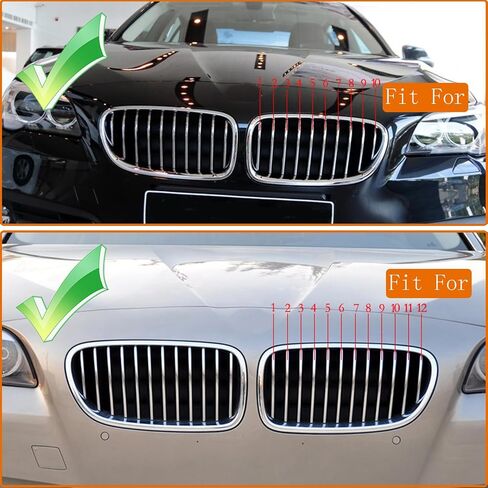 Fit For BMW 5 Series F10 F11 2011-2016 Sport Double Slats Air Front Grille Kidney Grille Replace Cover Set 520i 528i 530i 535i 535d 550i (Carbon fiber color) in Kuwait