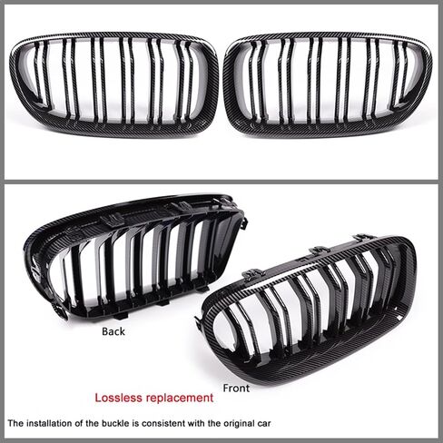 Fit For BMW 5 Series F10 F11 2011-2016 Sport Double Slats Air Front Grille Kidney Grille Replace Cover Set 520i 528i 530i 535i 535d 550i (Carbon fiber color) in Kuwait