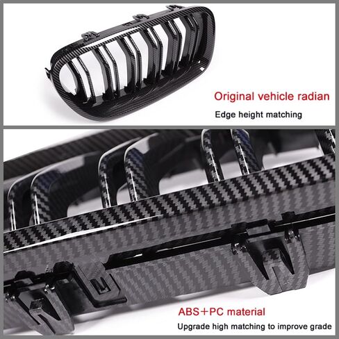 Fit For BMW 5 Series F10 F11 2011-2016 Sport Double Slats Air Front Grille Kidney Grille Replace Cover Set 520i 528i 530i 535i 535d 550i (Carbon fiber color) in Kuwait