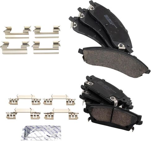 TRQ Front and Rear Brake Pad Set Ceramic Hardware Compatible with 2004-2009 Cadillac SRX in Saudi Arabia