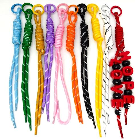 20pcs Handwoven Nylon Rope Keychain with Colorful Paracord,Womem Bead Letter Bag Charm Carabiner Knot Lanyard Keyring,for Handbag Friendship Gifts in Saudi Arabia