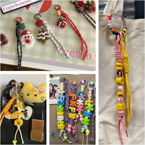 20pcs Handwoven Nylon Rope Keychain with Colorful Paracord,Womem Bead Letter Bag Charm Carabiner Knot Lanyard Keyring,for Handbag Friendship Gifts in Saudi Arabia