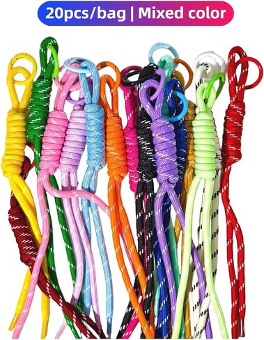20pcs Handwoven Nylon Rope Keychain with Colorful Paracord,Womem Bead Letter Bag Charm Carabiner Knot Lanyard Keyring,for Handbag Friendship Gifts in Saudi Arabia