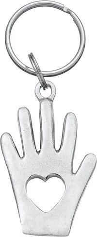 DANFORTH - Heart in Hand Keyring - Key Fob - Pewter - Handcrafted - Made in USA in Saudi Arabia