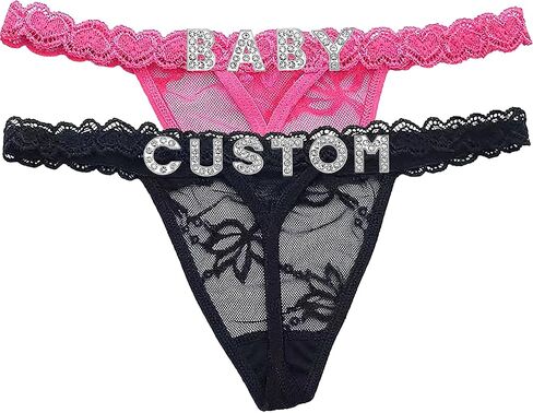 2-Pack Customized Thongs with Names,Personalized Thong with His Name on it for Women - Couple Girlfriend Gifts in Saudi Arabia