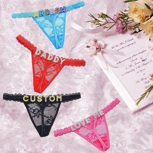 2-Pack Customized Thongs with Names,Personalized Thong with His Name on it for Women - Couple Girlfriend Gifts in Saudi Arabia